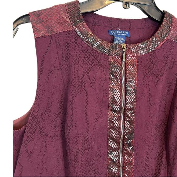 Doncaster Collection Front Zip Sheath Dress animal print leather trim NWT - Picture 6 of 10